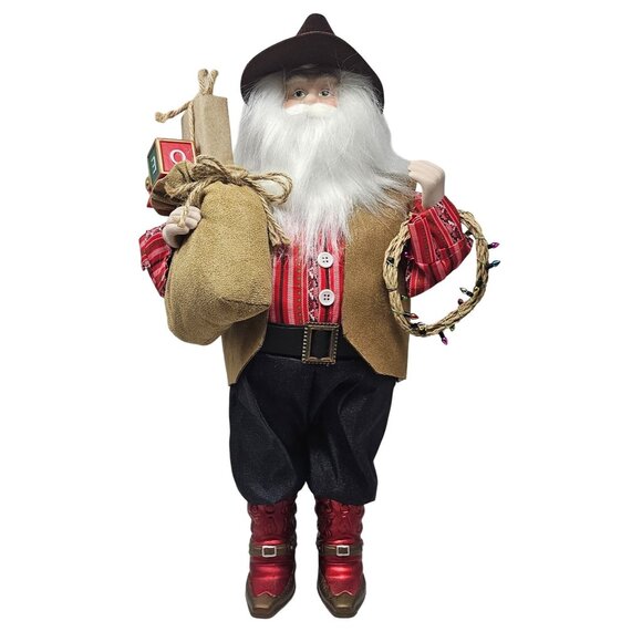 Western Cowboy Festive Upright 18" Santa Christmas Table Decoration Party Decor - Picture 2 of 5
